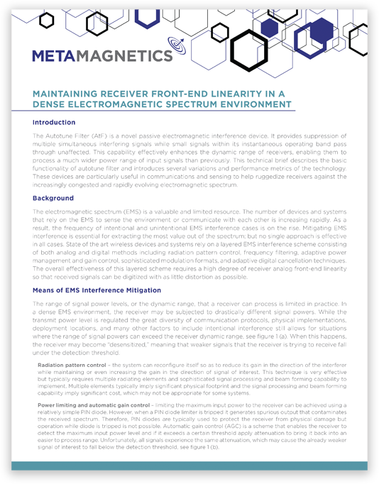 Maintaining front-end linearity in a dense electromagnetic spectrum environment
