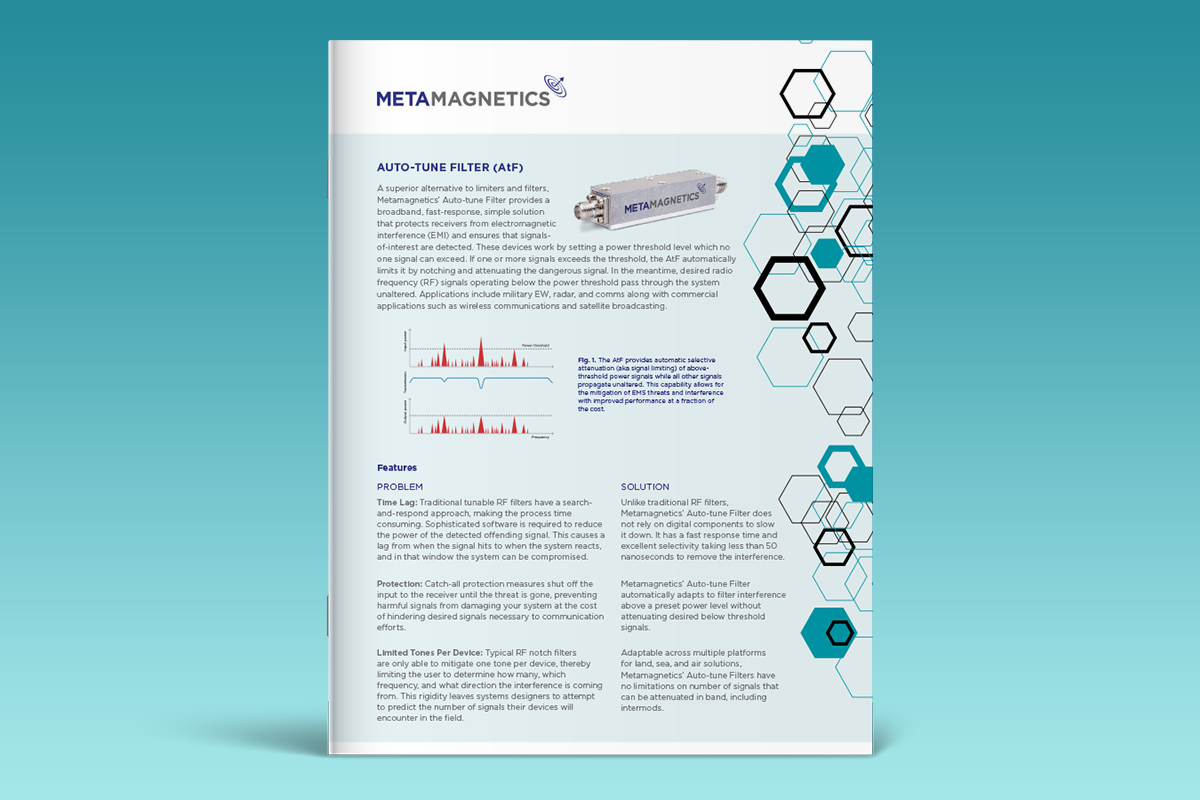 Auto-tune Filters™ data sheet describes our innovative approach to solving RF/microwave signal interference challenges.