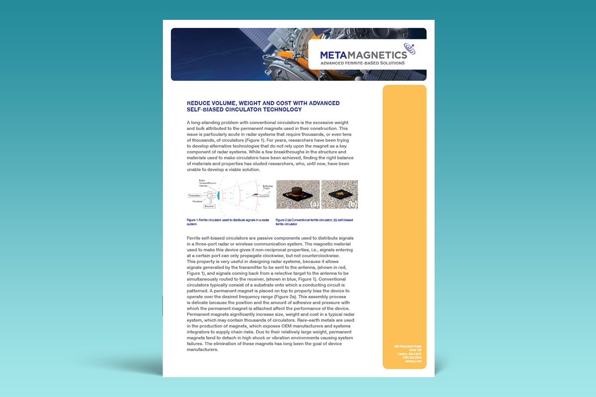 Tech Brief Explains How to Achieve SWaP-C in Ka-band Radar Systems Using Planar Monolithic Surface Mount Isolators/Circulators Instead of Permanent Magnet Technology